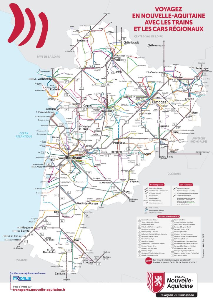 Cartes des réseaux Cars régionaux Nouvelle Aquitaine