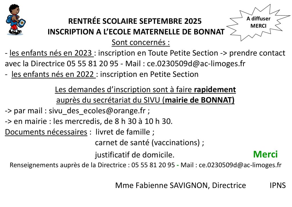 Annonce Période D'inscription à L'école Maternelle