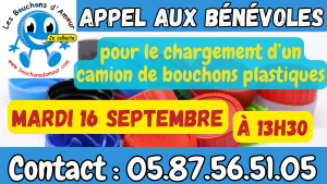 Les Bouchons d&rsquo;Amour – Appel aux bénévoles – Mardi 16 septembre 2025