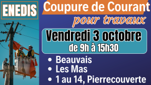 Coupures ENEDIS – Vendredi 03 octobre 2025