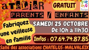 Atelier Parents/enfants – Samedi 25 Octobre de 10h à 11h30