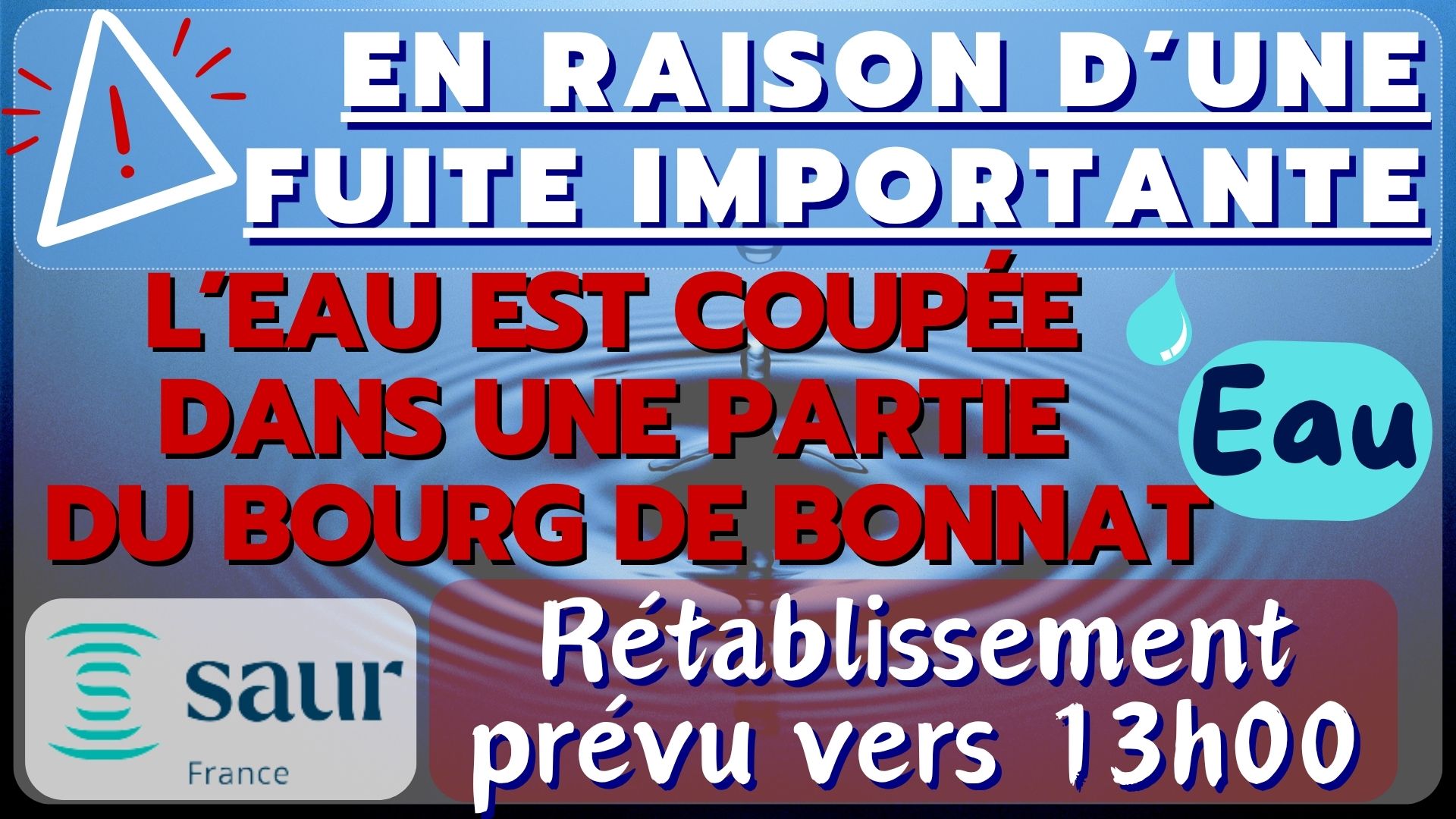 Coupure eau imprévu