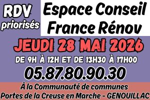 Permanence Espace conseil France Rénov – Jeudi 28 mai 2026
