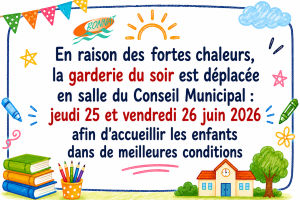 Garderie du soir – jeudi 25 et vendredi 26 juin 2026