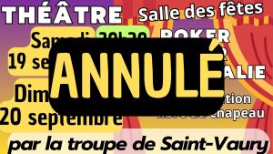 Théatre – Samedi 19 et dimanche 20 septembre 2026 – ANNULÉ