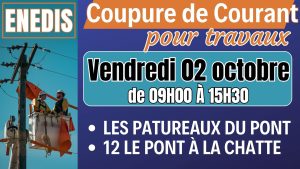 Coupures ENEDIS – Vendredi 02 OCTOBRE 2026