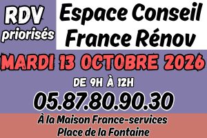 Permanence Espace conseil France Rénov – Mardi 13 octobre 2026