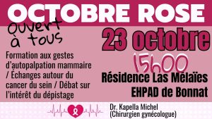 Octobre Rose – temps d&rsquo;échange Cancer du Sein 23 octobre / 15H résidence Las Mélaïes